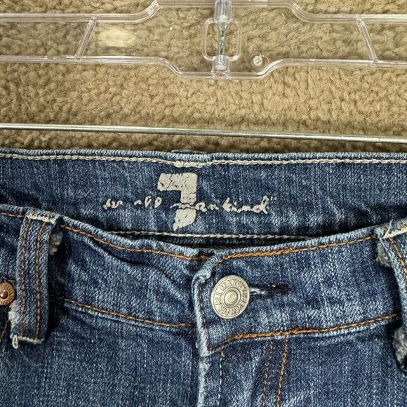 VTG 7 For All Mankind Bootcut Jeans Womens 28 Blue Denim Low Rise Embellished - Picture 4 of 13